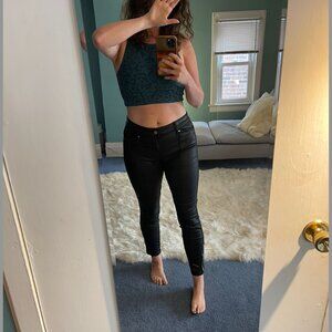 White House Black Market Women's Mid-Rise Skinny Pant, Faux Leather Look Black 8